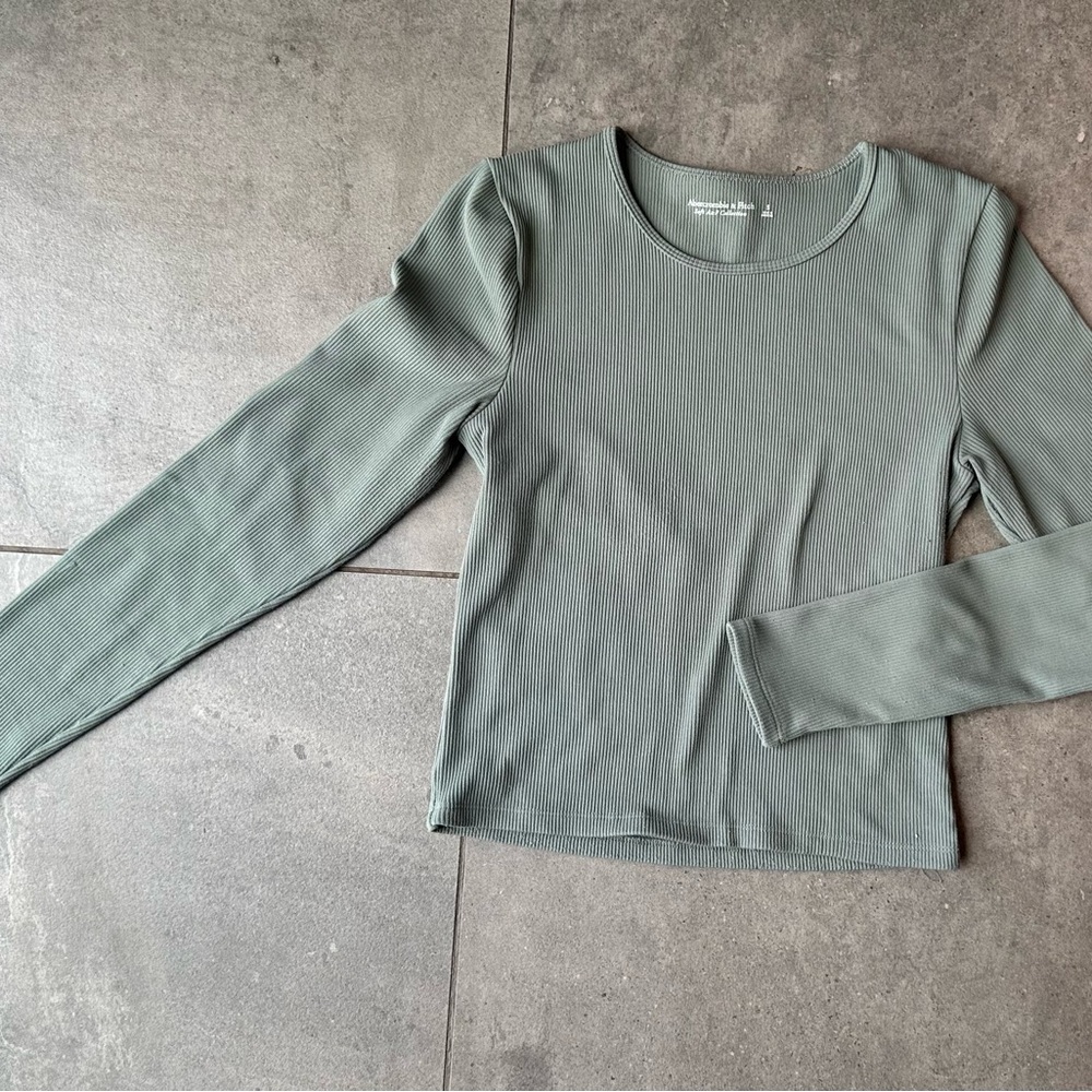 Abercrombie & Fitch Women's Ribbed Long Sleeve Top - Green